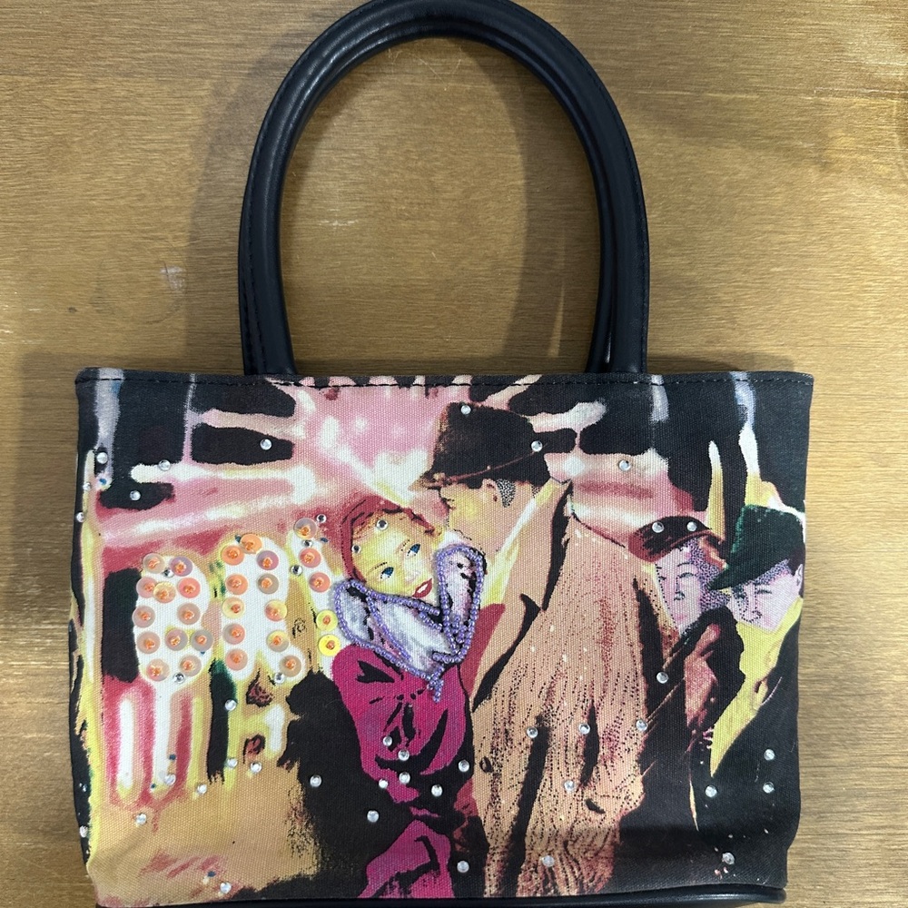 Vintage St Johns Bay Beaded & Bedazzled Handbag with zippered pockets inside